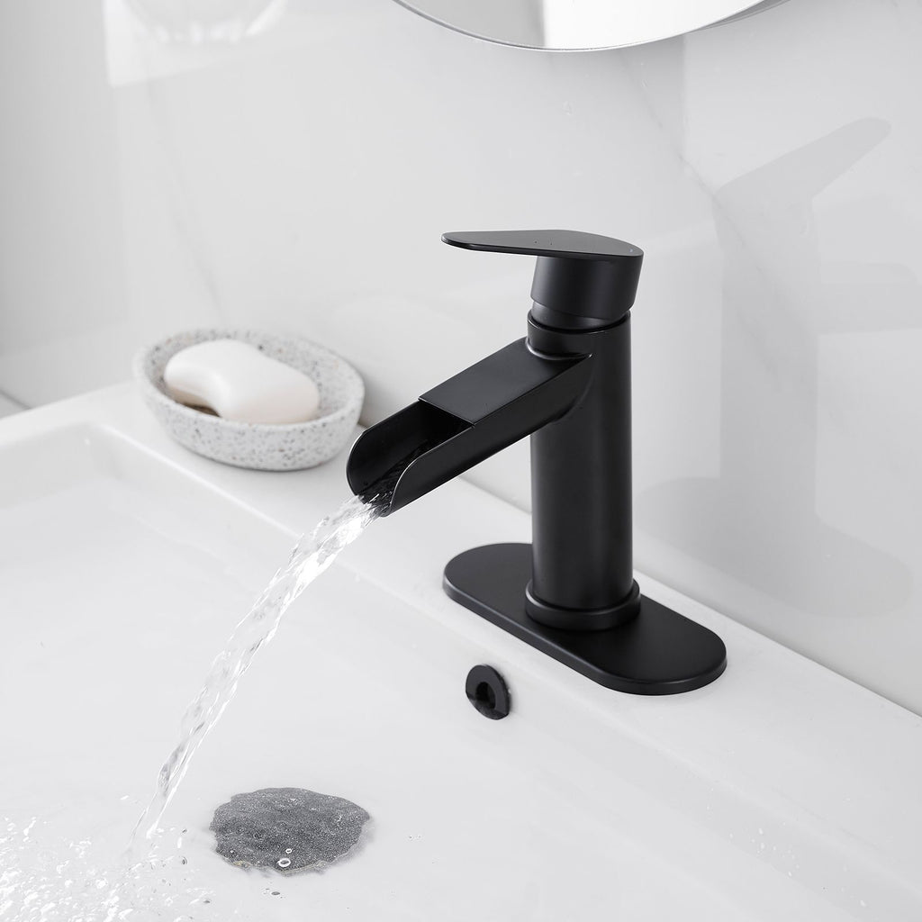 Modern Waterfall Bathroom Faucet with Flexible Sink Installation