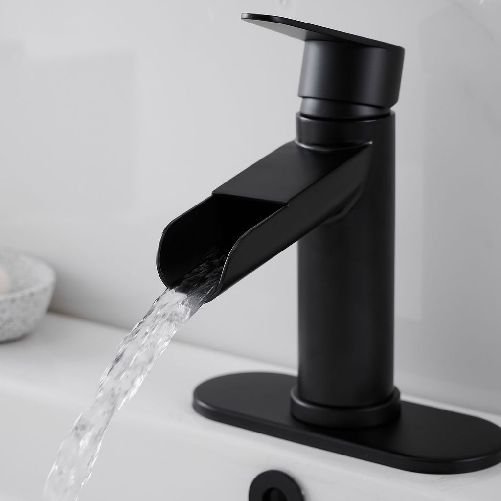Modern Waterfall Bathroom Faucet with Flexible Sink Installation