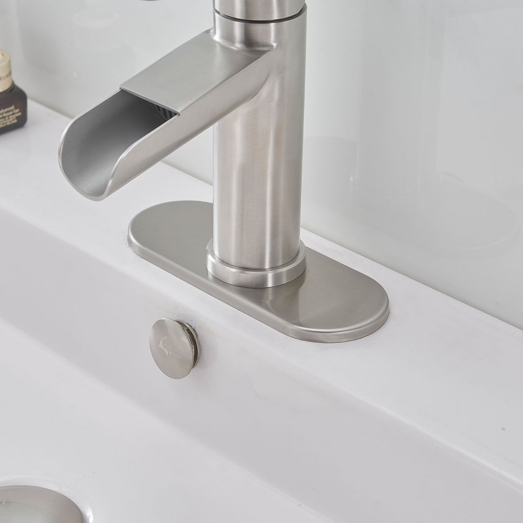 Modern Waterfall Bathroom Faucet with Flexible Sink Installation
