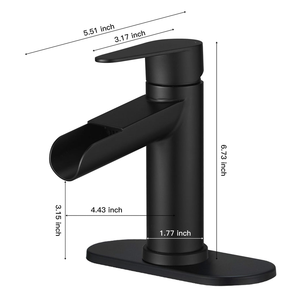 Modern Waterfall Bathroom Faucet with Flexible Sink Installation
