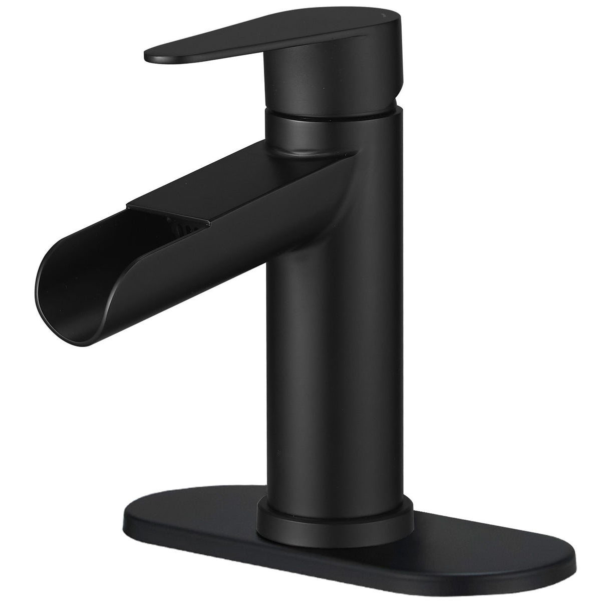 Modern Waterfall Bathroom Faucet with Flexible Sink Installation - Matte Black
