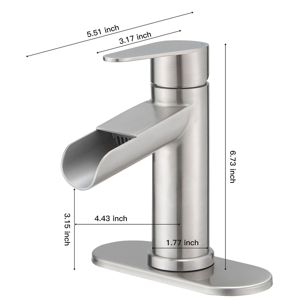 Modern Waterfall Bathroom Faucet with Flexible Sink Installation