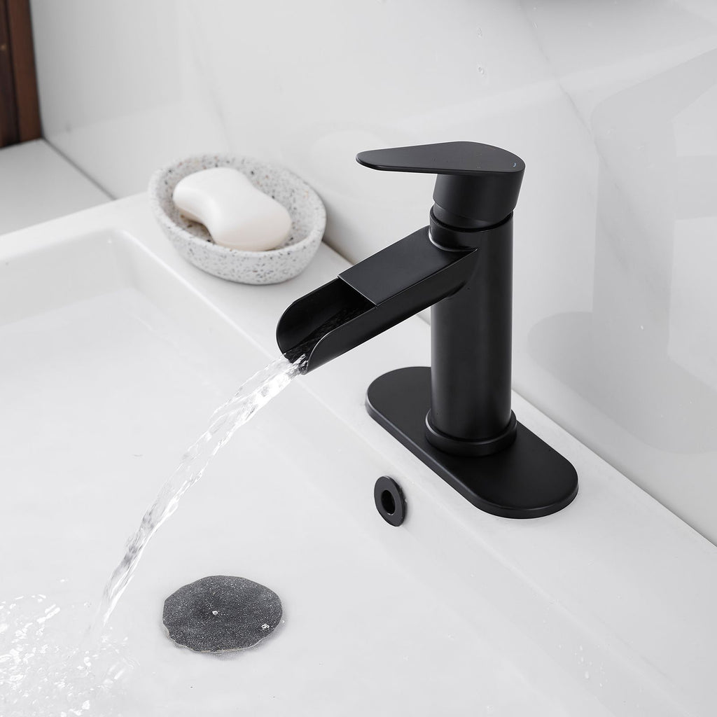 Modern Waterfall Bathroom Faucet with Flexible Sink Installation