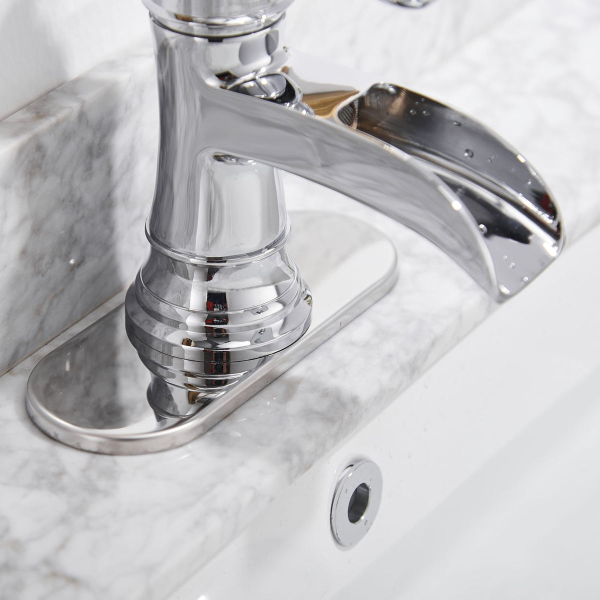 Chrome Single-Handle Waterfall Bathroom Faucet