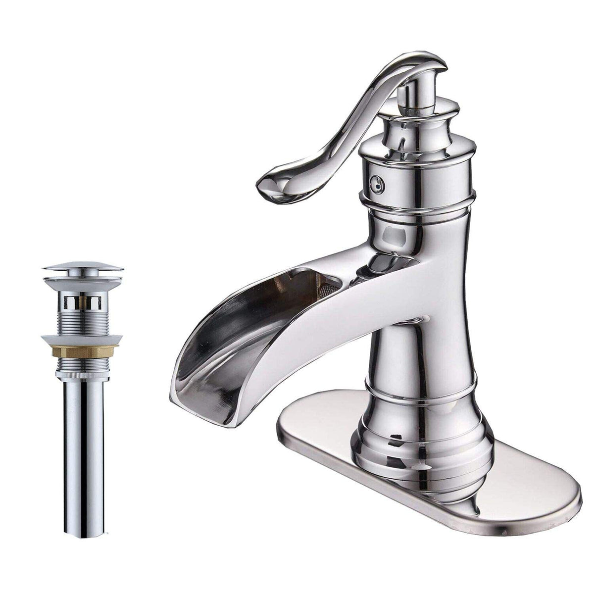 Chrome Single-Handle Waterfall Bathroom Faucet