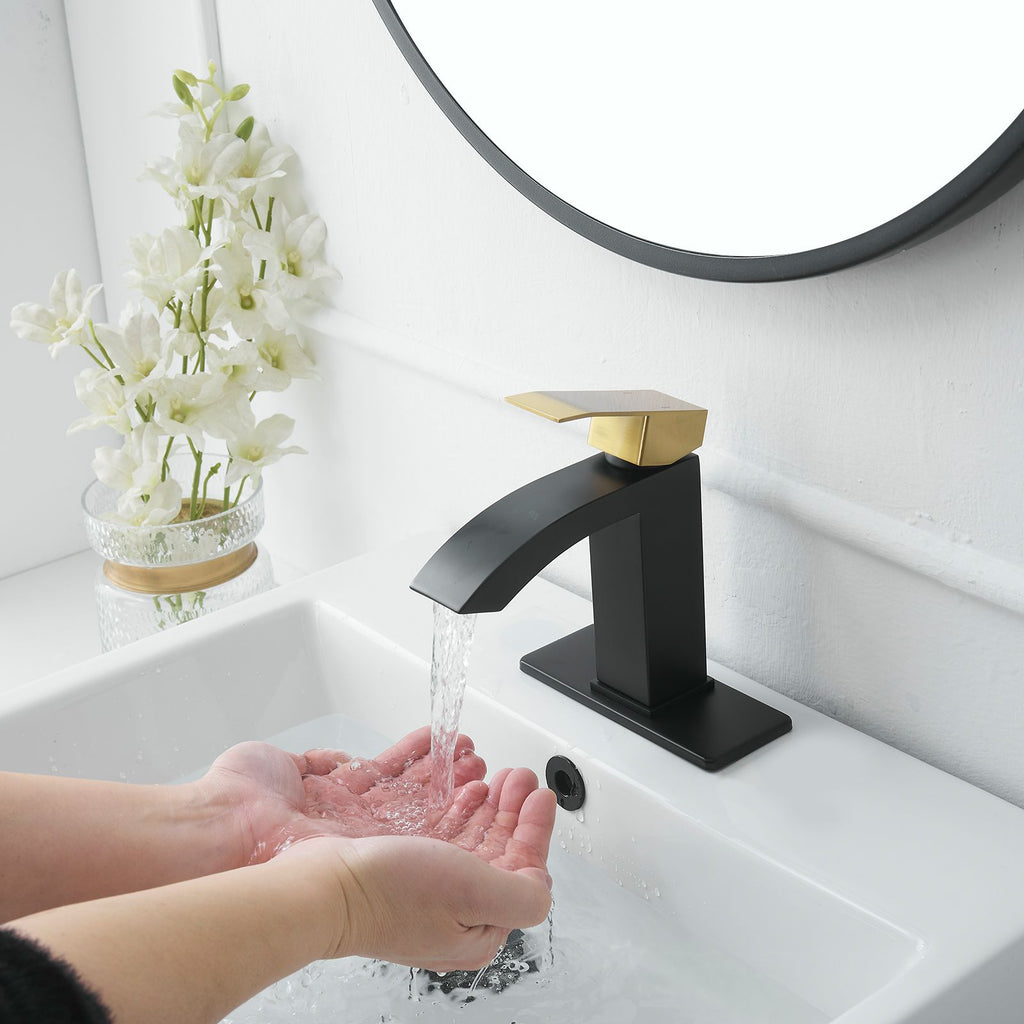Waterfall Single-Hole Bathroom Sink Faucet with Pop-Up Drain