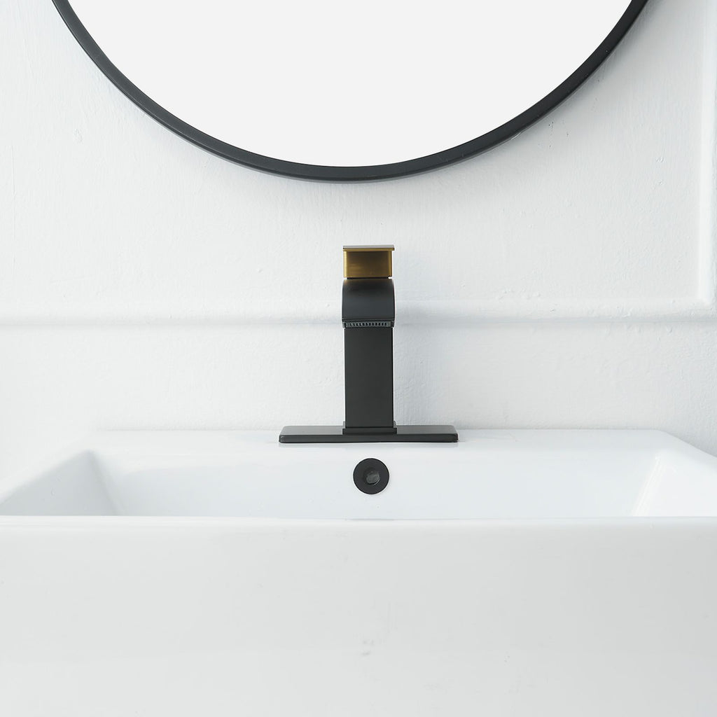 Waterfall Single-Hole Bathroom Sink Faucet with Pop-Up Drain