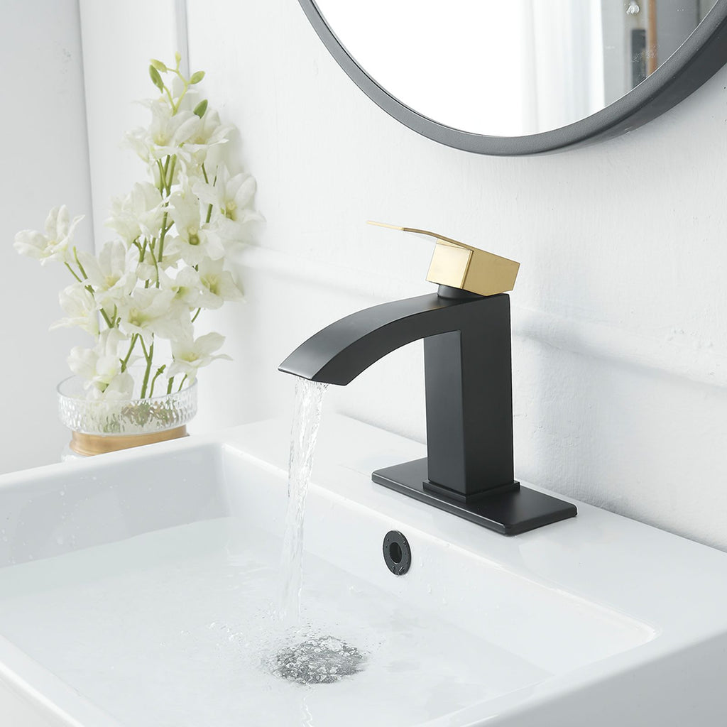 Waterfall Single-Hole Bathroom Sink Faucet with Pop-Up Drain
