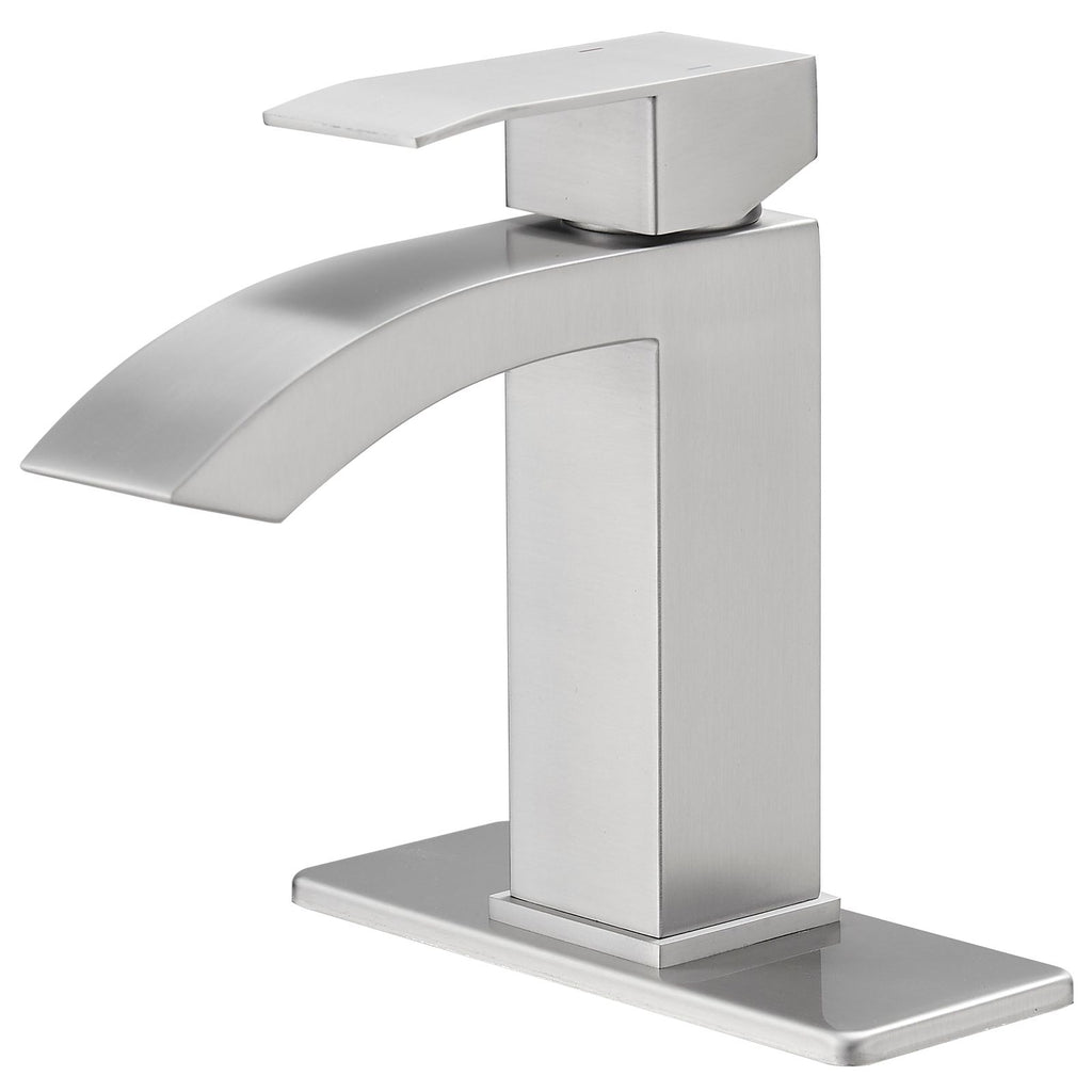 Waterfall Single-Hole Bathroom Sink Faucet with Pop-Up Drain