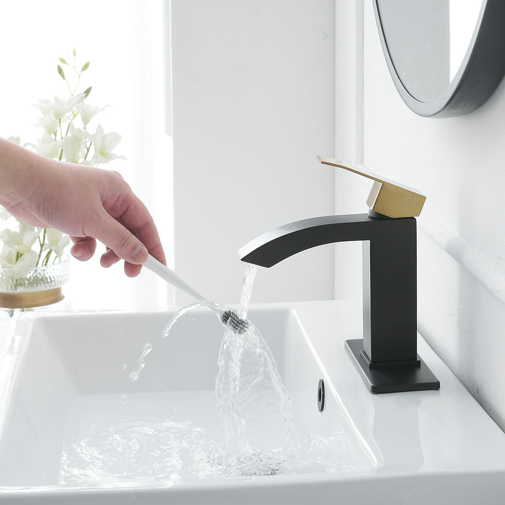 Waterfall Single-Hole Bathroom Sink Faucet with Pop-Up Drain