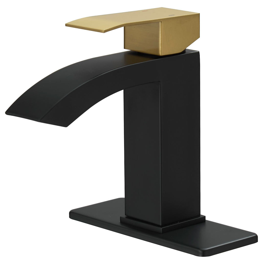 Waterfall Single-Hole Bathroom Sink Faucet with Pop-Up Drain