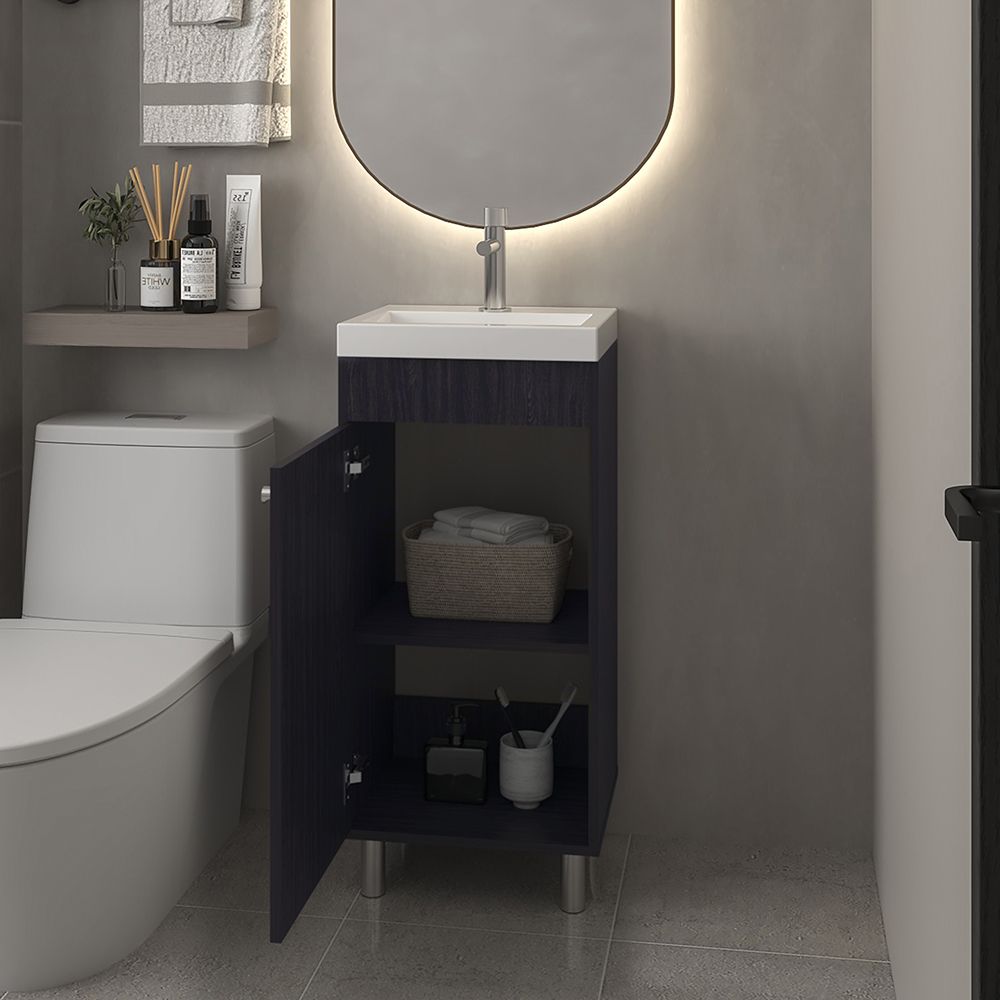Waterford Black Bathroom Vanity with Integrated Sink