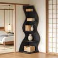 Wave shaped corner shelves, modern corner bookshelves, bookcases, display stands, and plant racks ar