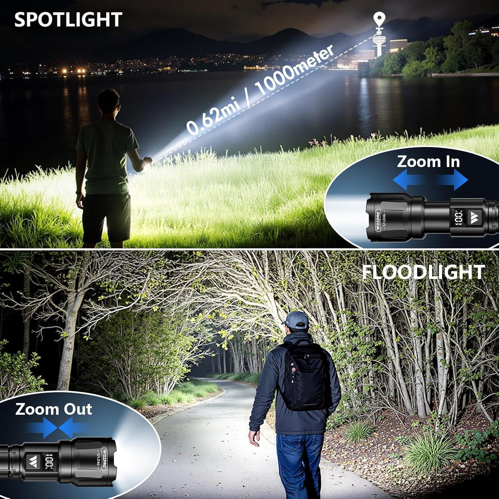 Rechargeable LED Flashlights with LCD Display