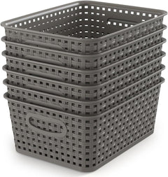 Grey Woven Storage Baskets – 6-Pack Organization Set