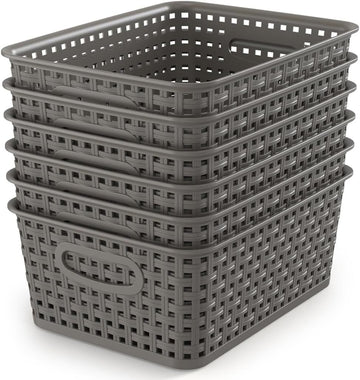 Grey Woven Storage Baskets – 6-Pack Organization Set