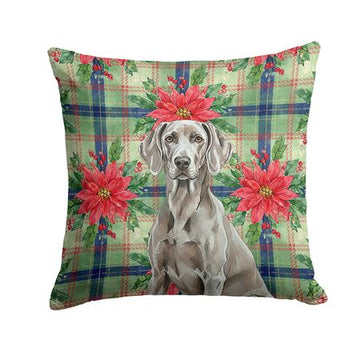 Weimaraner and Poinsettias Christmas Accent Pillow