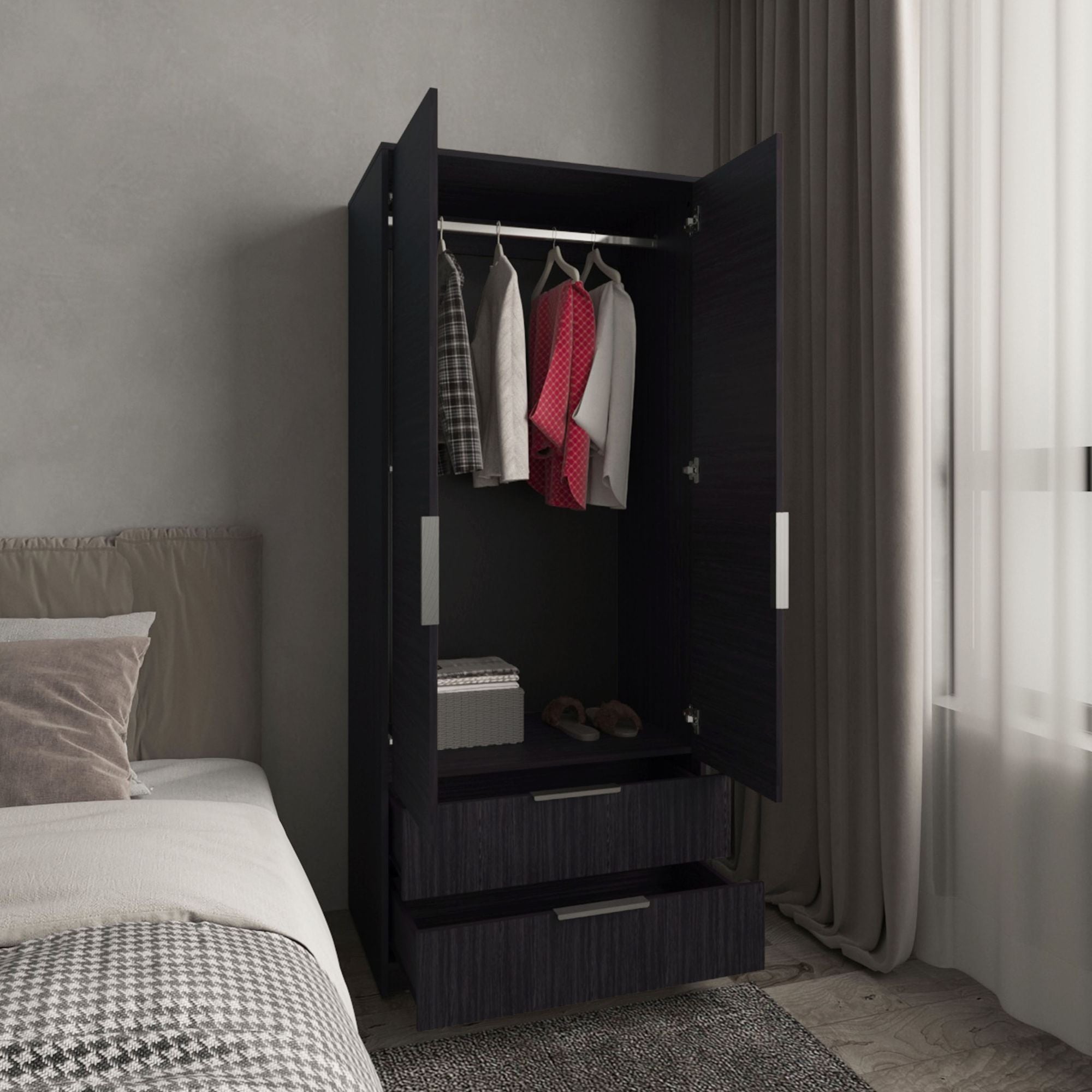 Wenden Armoire with Doors, Drawers, and Hanging Storage