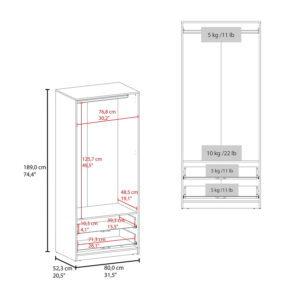 Wenden Armoire with Doors, Drawers, and Hanging Storage