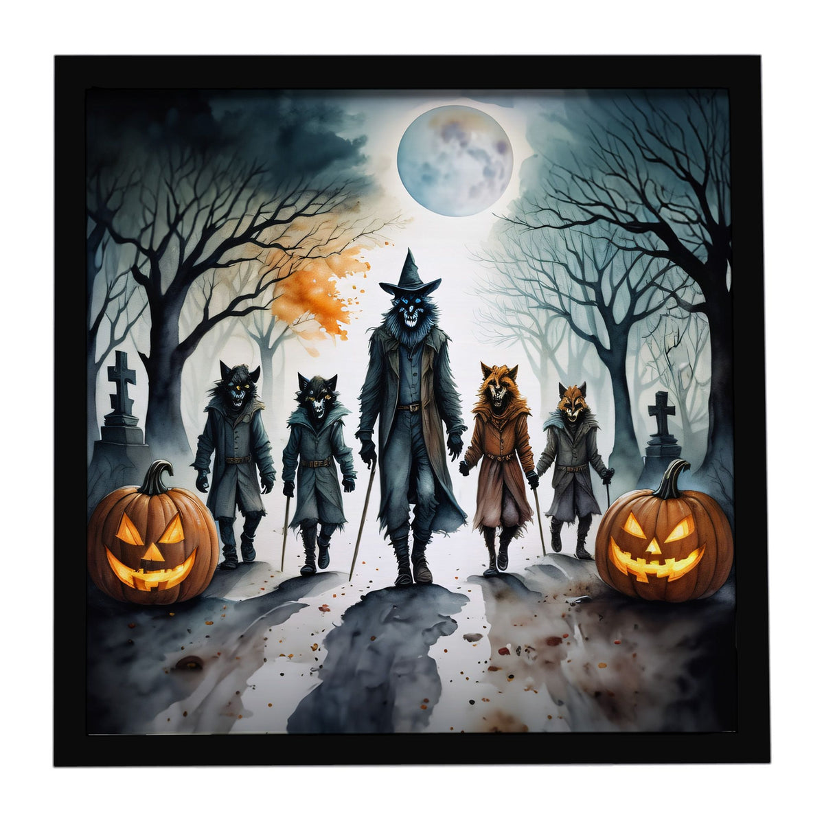 Spooky Werewolves Halloween Framed Wall Art