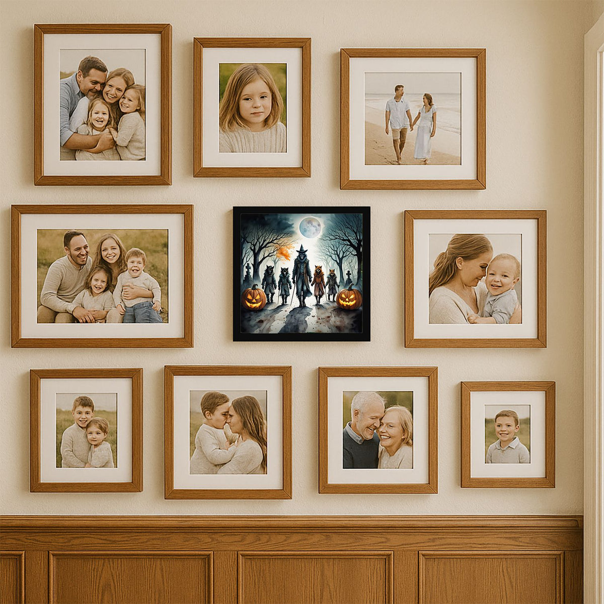 Spooky Werewolves Halloween Framed Wall Art