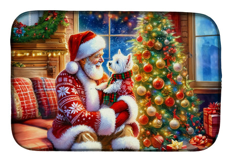 Westie and Santa Christmas Dish-Drying Mat