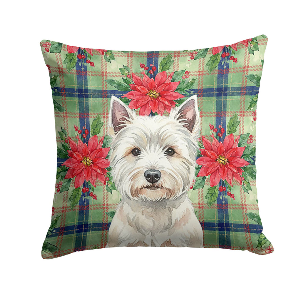 Westie and Poinsettias Christmas Accent Pillow
