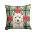 Westie and Poinsettias Christmas Accent Pillow