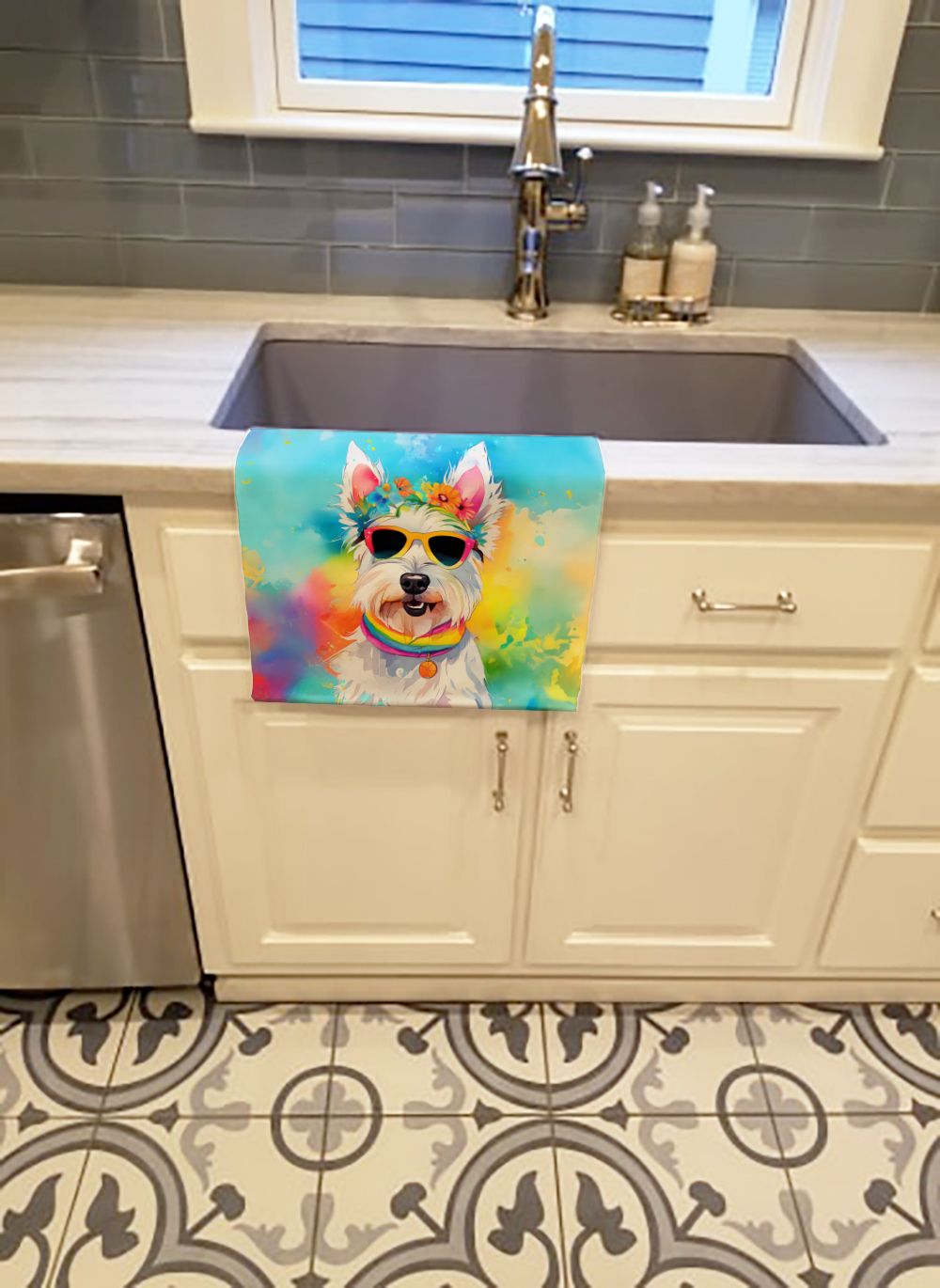 Westie Hippie Dawg Decorative Kitchen Towel