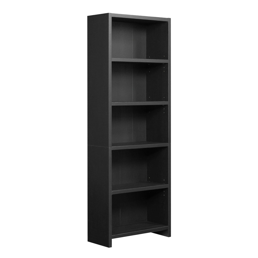 Westley 5-Shelf Bookcase – Black Finish with Adjustable Shelves