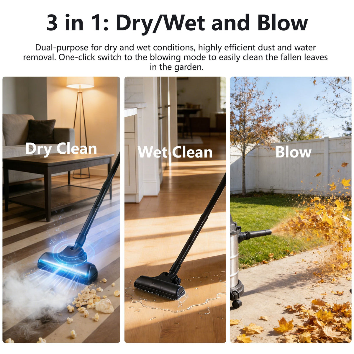 Three-Function Wet Dry Shop Vacuum with Blower Mode