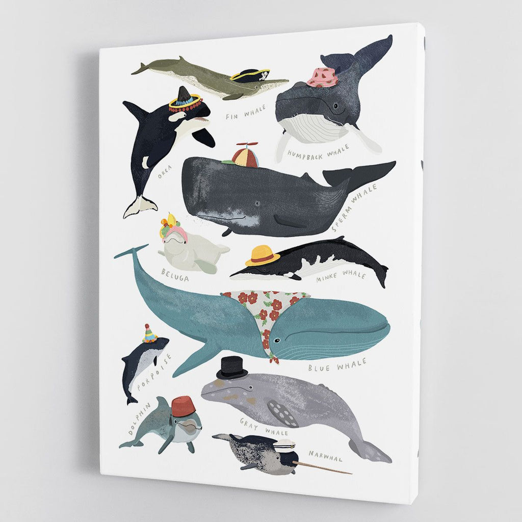 Premium Whales In Hats Canvas Print – Elevate Your Decor