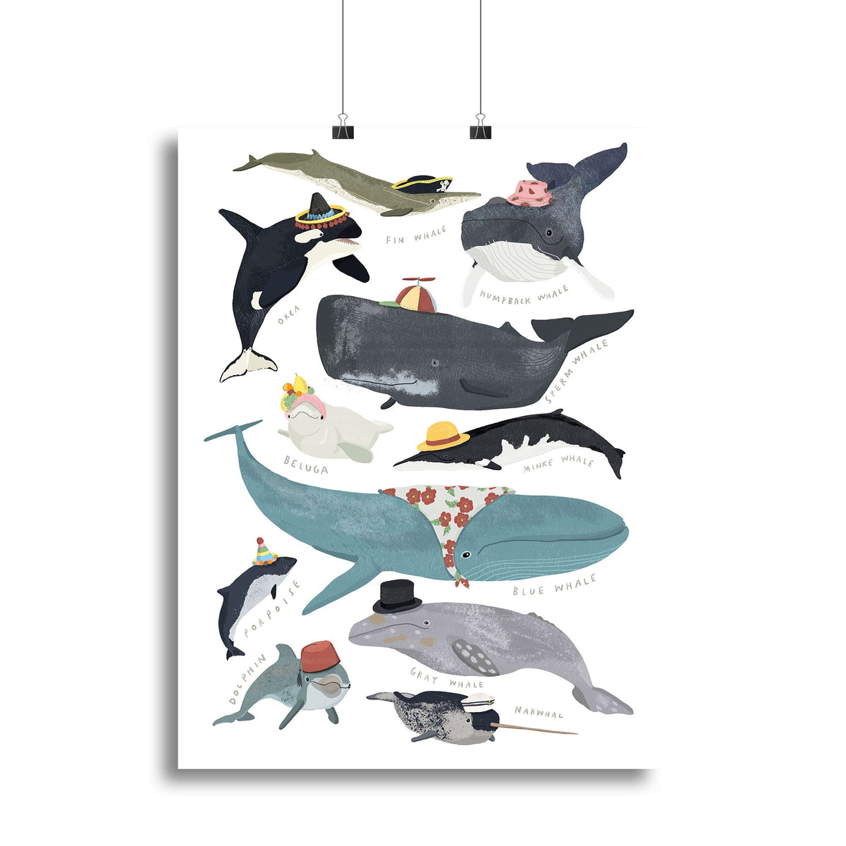 Premium Whales In Hats Canvas Print – Elevate Your Decor