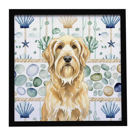 Wheaten and Tan Otterhound Coastal Framed Art