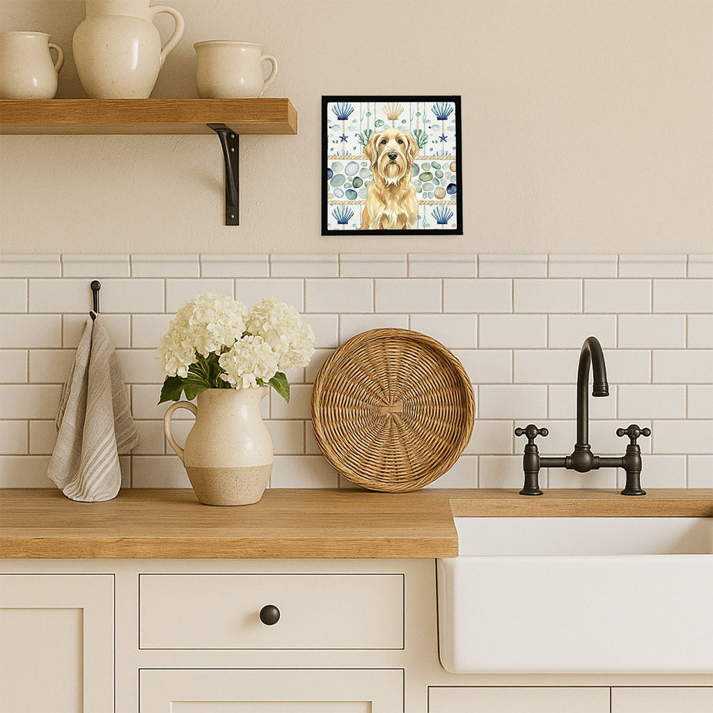 Wheaten and Tan Otterhound Coastal Framed Art