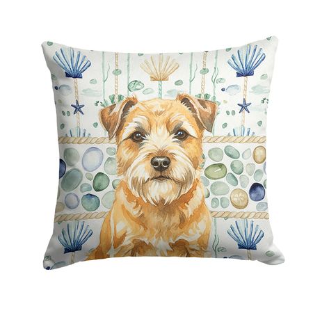 Border Terrier Coastal Sea Glass Throw Pillow