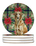Christmas Poinsettia Sandstone Coasters – Absorbent, Non-Slip, Gift-Ready Set of 4