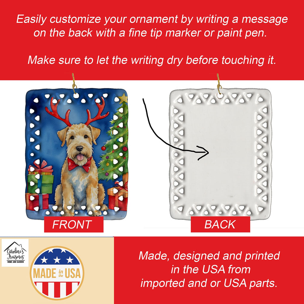 Wheaten Terrier Reindeer Personalized Christmas Ornament