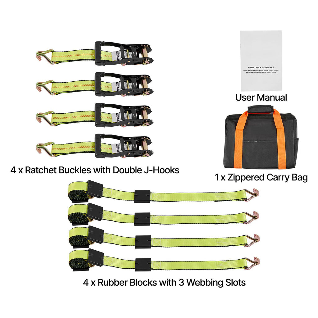 Clamp-Style Wheel Tie-Down Kit with J-Hooks