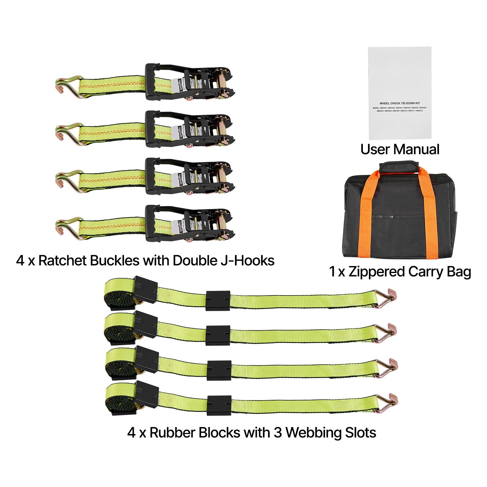 Clamp-Style Wheel Tie-Down Kit with J-Hooks