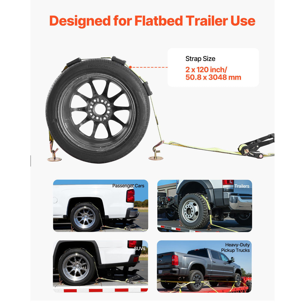 Clamp-Style Wheel Tie-Down Kit with J-Hooks