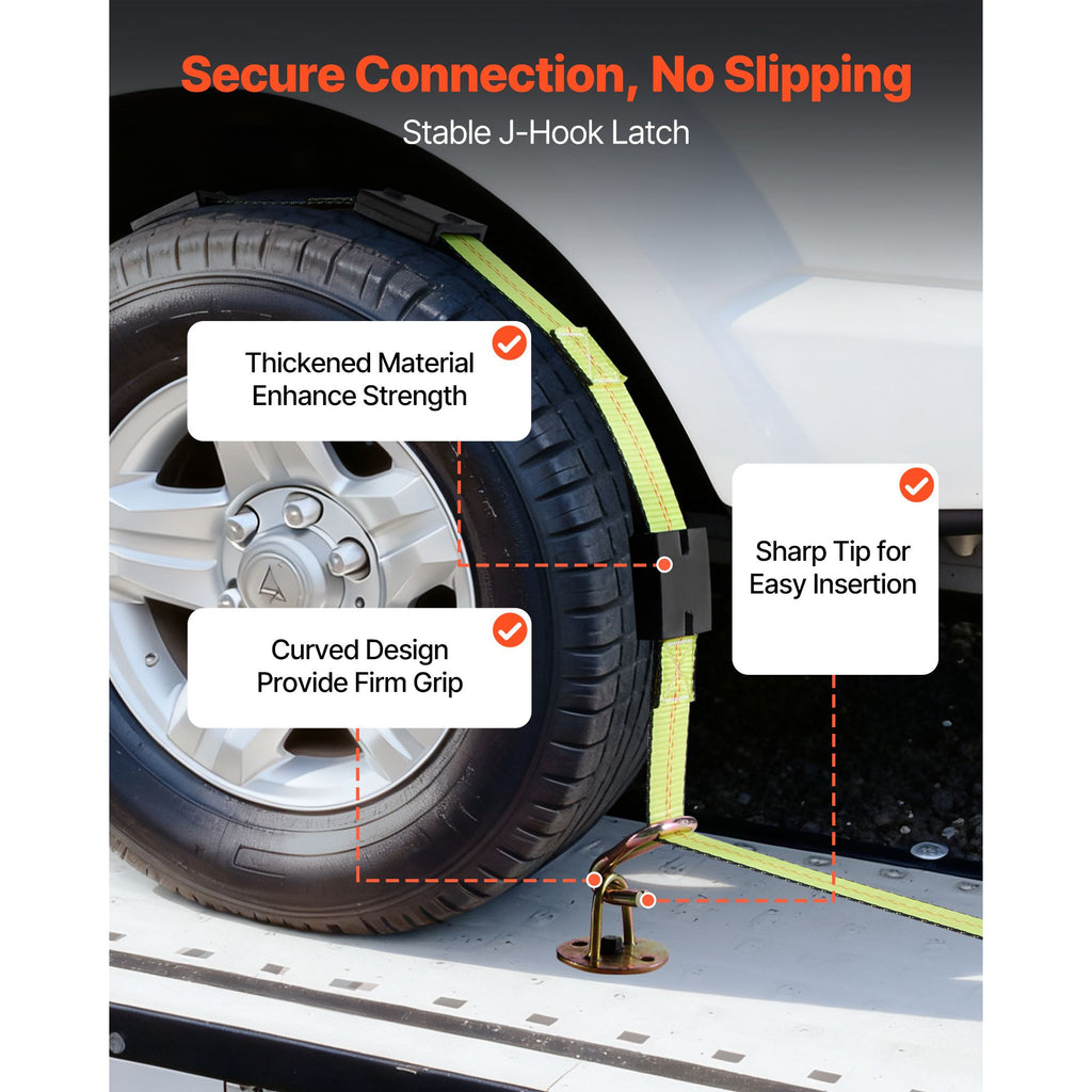 Clamp-Style Wheel Tie-Down Kit with J-Hooks
