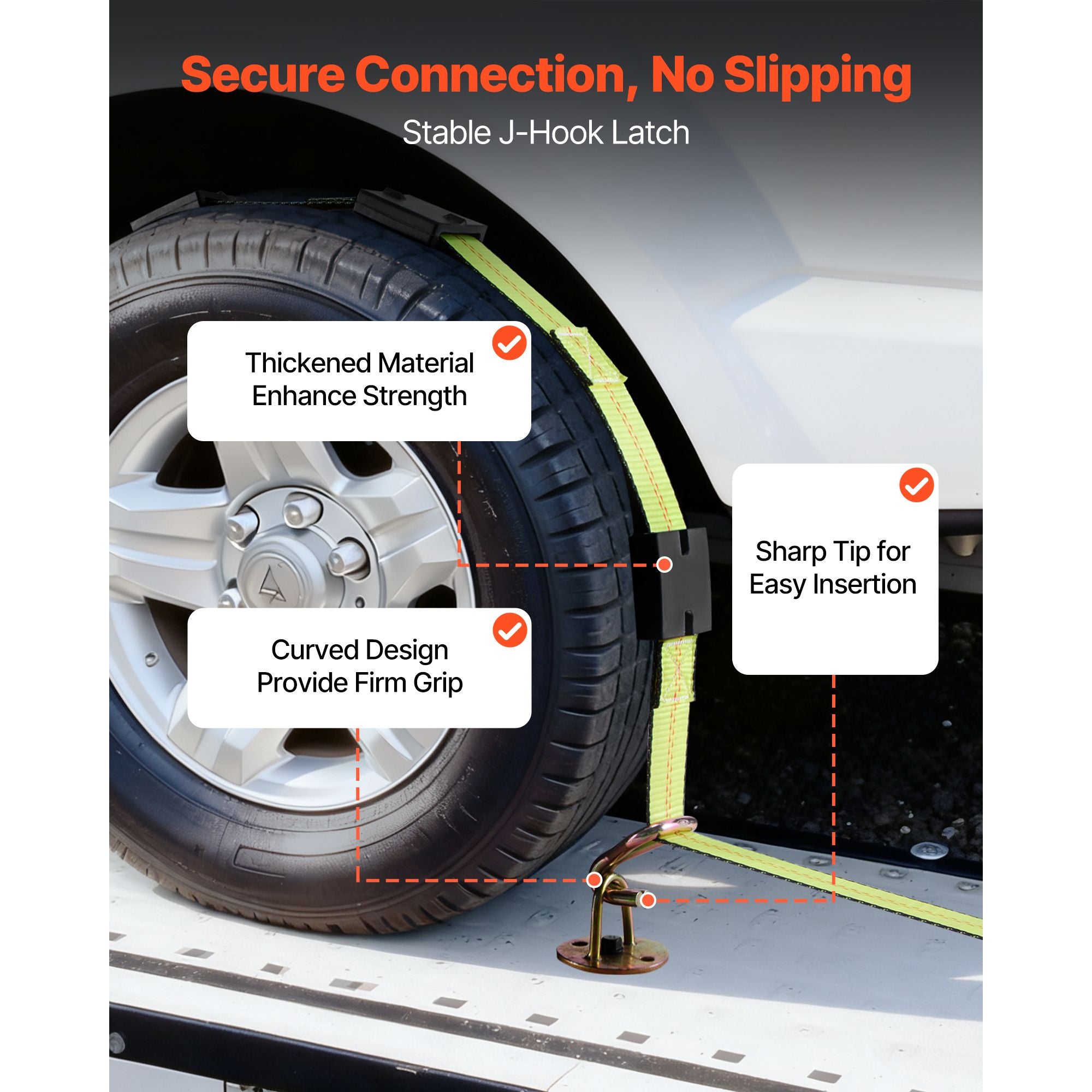 Clamp-Style Wheel Tie-Down Kit with J-Hooks