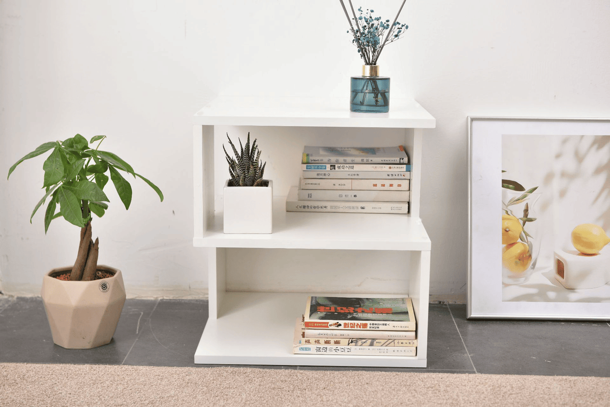 White 2-layer simple household bookshelf