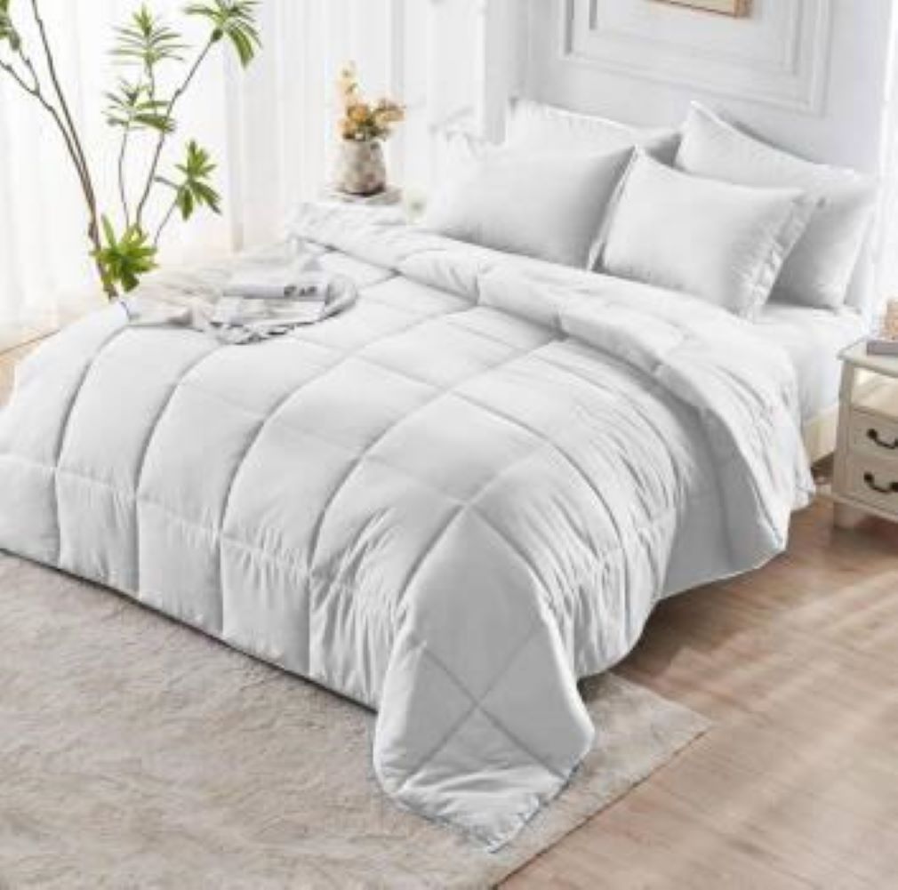 Soft White Comforter Set for Twin, Queen, or King Beds