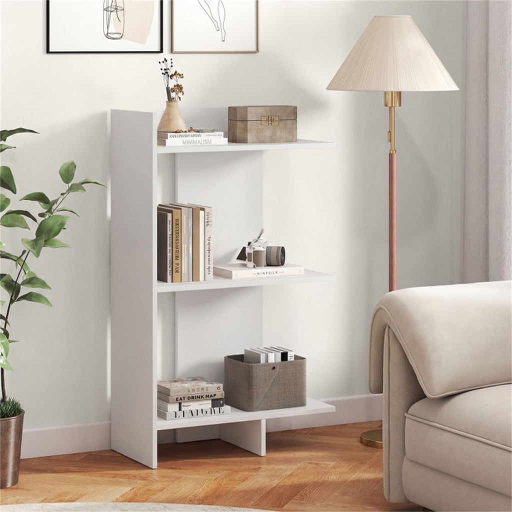 White 3-Tier Wooden Bookshelf, Engineered Board Per Shelf Anti-Toppling Kit Included
