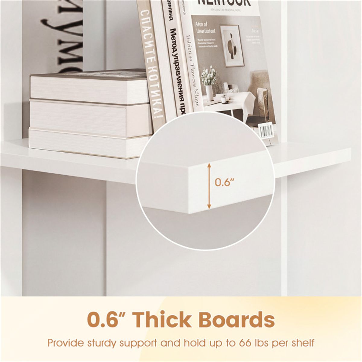 White 3-Tier Wooden Bookshelf, Engineered Board Per Shelf Anti-Toppling Kit Included