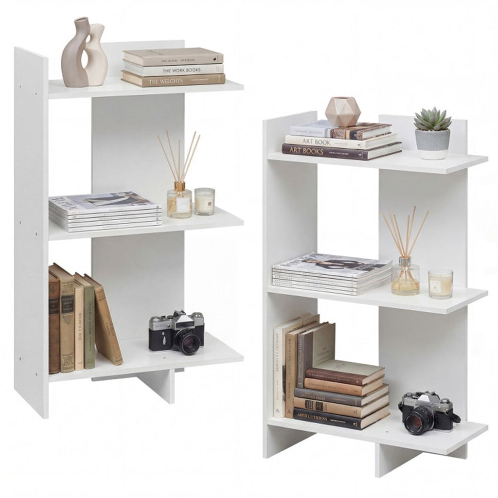 White 3-Tier Wooden Bookshelf, Engineered Board Per Shelf Anti-Toppling Kit Included