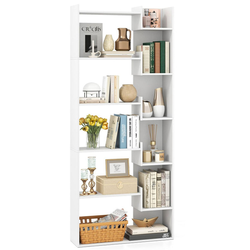 White Multi-Tier Bookcase for Books and Display Decor