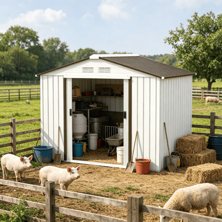 Garden Storage Shed with Vents and Lockable Double Doors